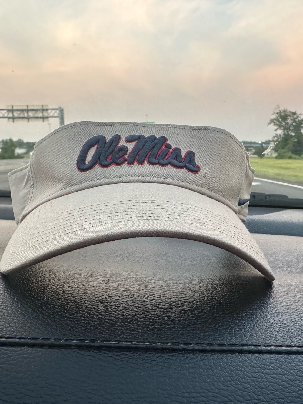 Nike Khaki Visor with Navy and Red Embroidered Script